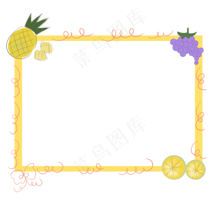 手绘黄色小报框插画