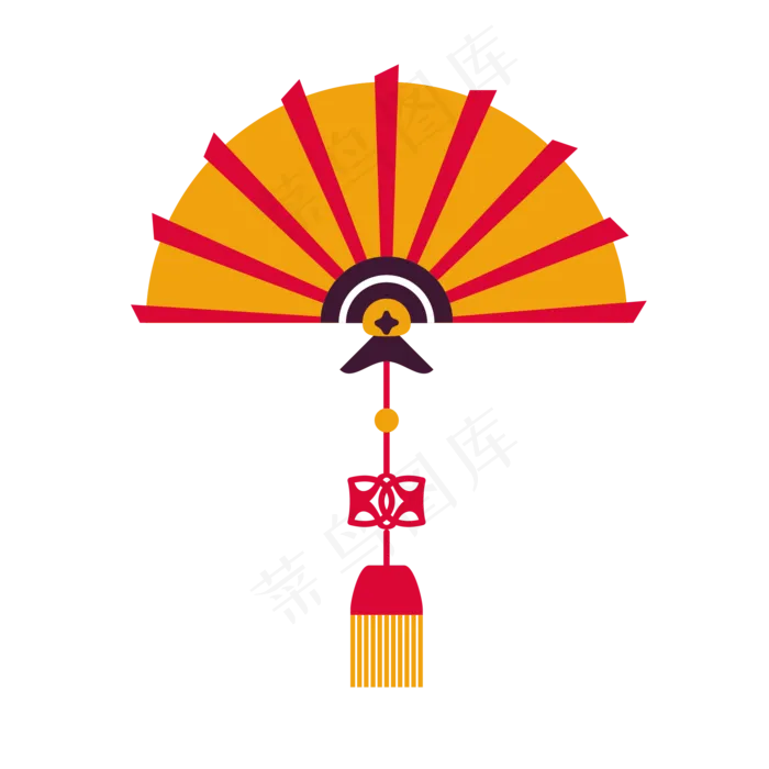 春节扇子挂饰,免抠元素(2000*2000px 300 dpi )ai矢量模版下载
