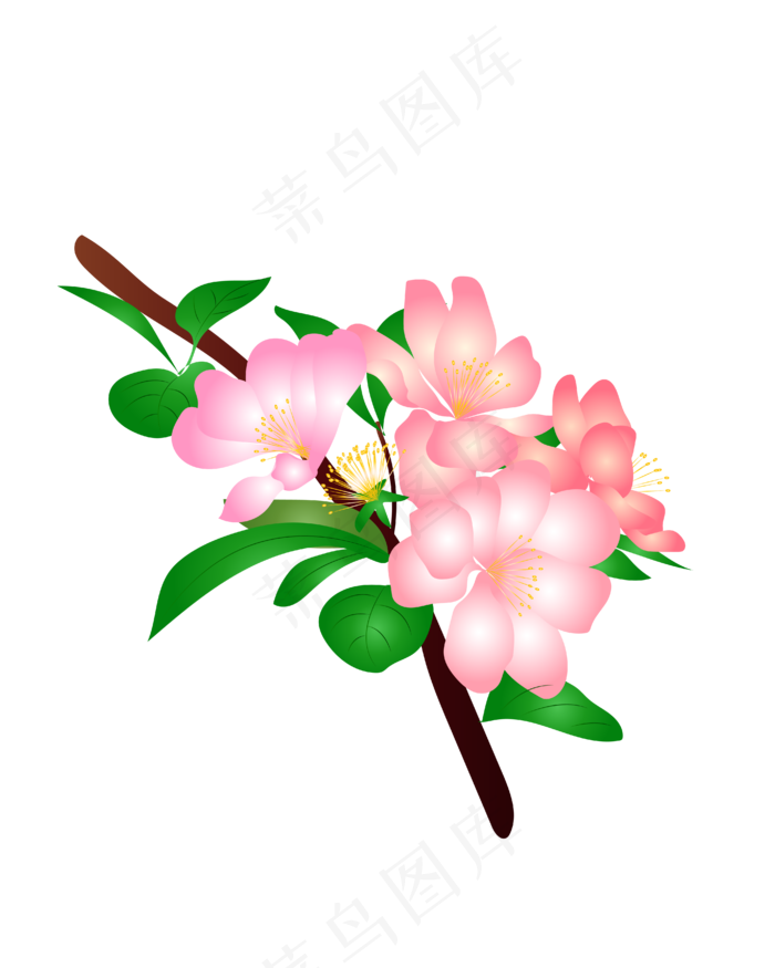 矢量免扣卡通海棠花