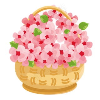 花篮里的桃花PNG素材