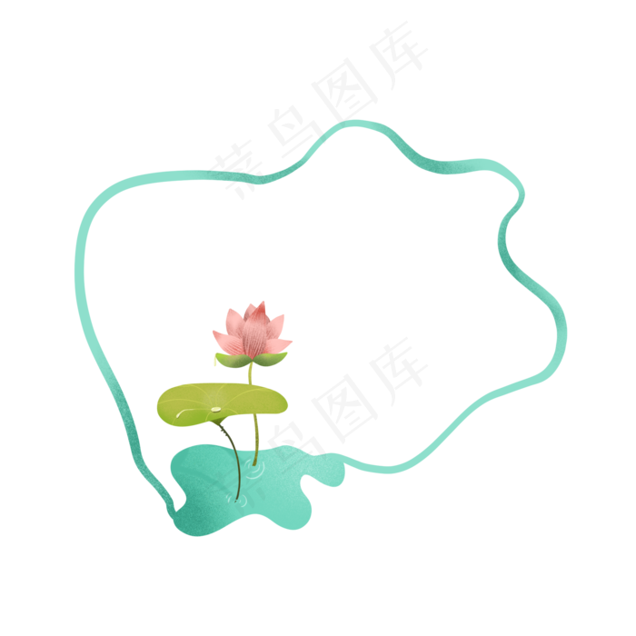荷叶荷花飘带边框(1688X1688(DPI:132))psd模版下载