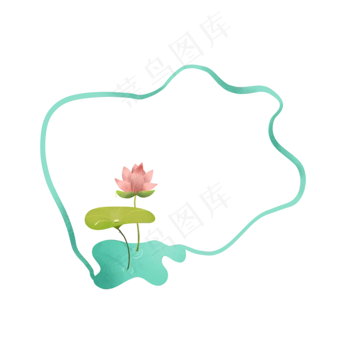 荷叶荷花飘带边框(1688X1688(DPI:132))psd模版下载
