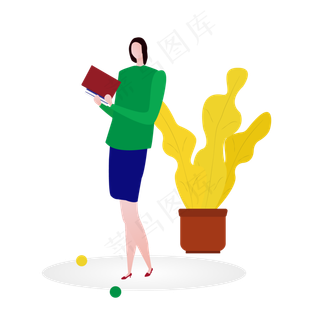 工作中的女人矢量素材,免抠元素