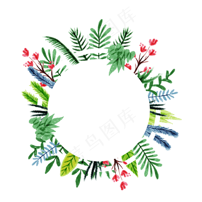 水彩水墨夏季植物花叶免扣素材
