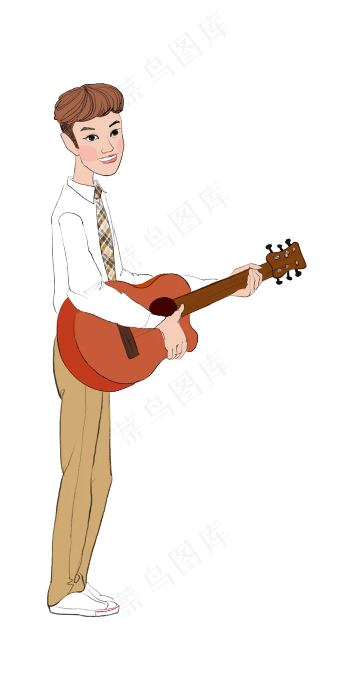 弹吉他的男高中生(2000X4000(DPI:300))psd模版下载