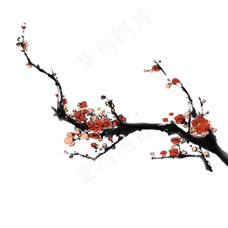 中国风水墨梅花红色素材
