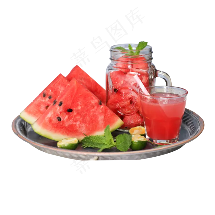夏季西瓜水果拼盘(2000X2000(DPI:300))psd模版下载