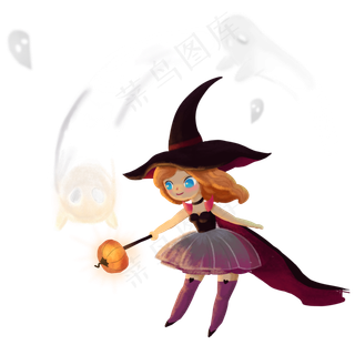 万圣节可爱女巫精灵,免抠元素