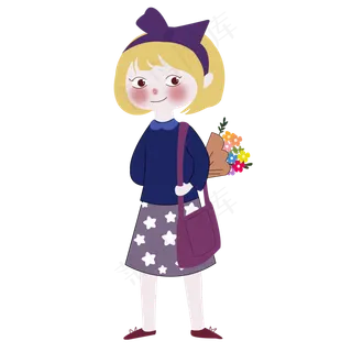 教师节背着书包上学送花给老师的