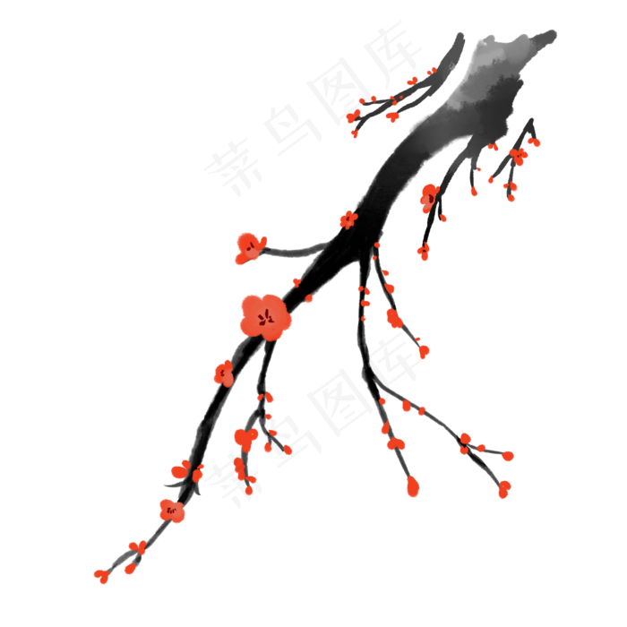 古风梅花树枝(3000X3000(DPI:299))psd模版下载