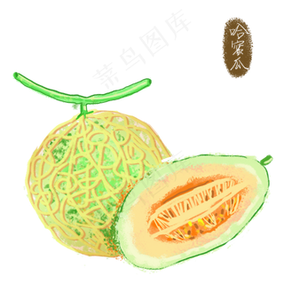 手绘哈密瓜水果甜味可爱手账免扣