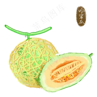 手绘哈密瓜水果甜味可爱手账免扣
