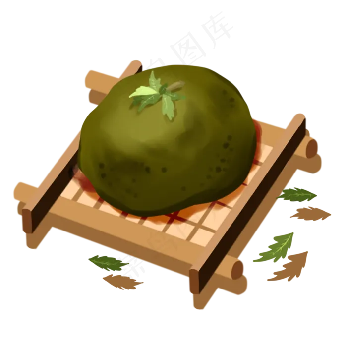 一个放在笼屉上的青团