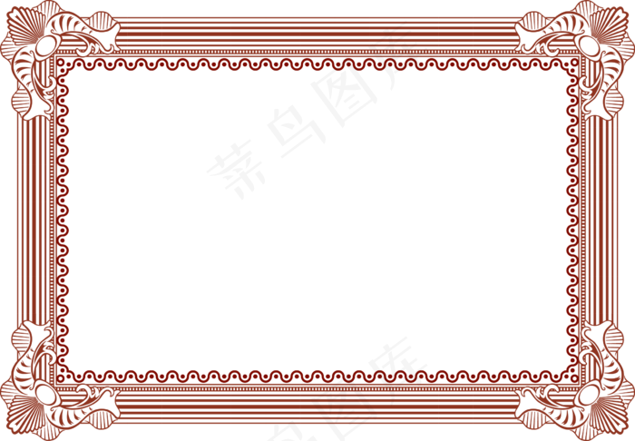 矢量红色花纹印章边框(2376*1648px 300 dpi )ai矢量模版下载