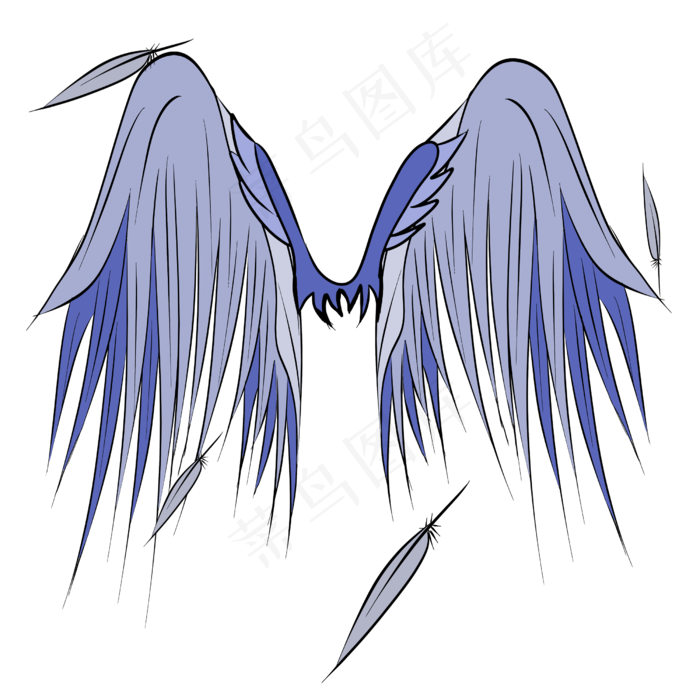 精美的羽毛翅膀插画,免抠元素