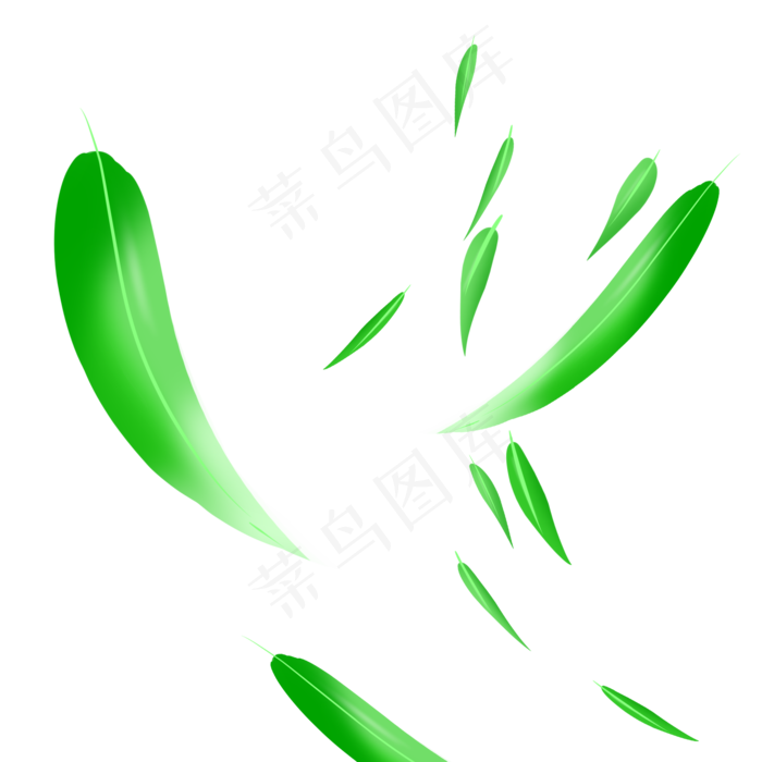 创意绿色漂浮柳叶