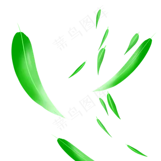 创意绿色漂浮柳叶