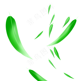 创意绿色漂浮柳叶