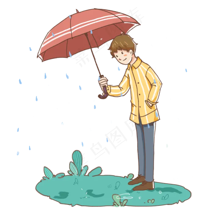 24节气雨水春天发现小草发芽,免抠元素