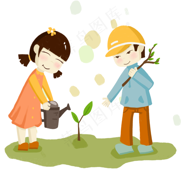 植树节人物手绘插画