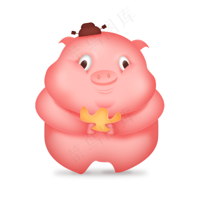 春节元旦粉色立体圆滚滚猪免扣png,免抠元素