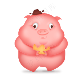 春节元旦粉色立体圆滚滚猪免扣png,免抠元素