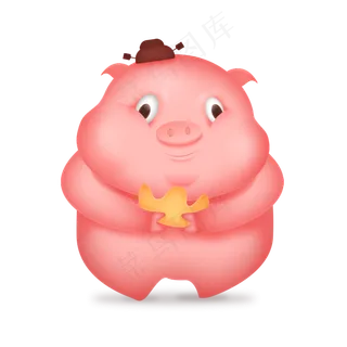 春节元旦粉色立体圆滚滚猪免扣png,免抠元素