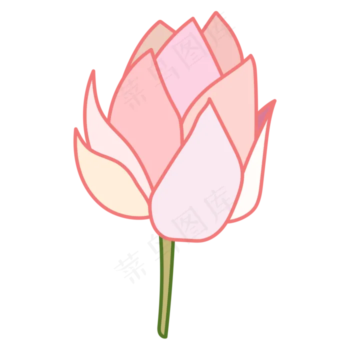 一只半张开的卡通荷花免抠图(2000X2000(DPI:300))psd模版下载