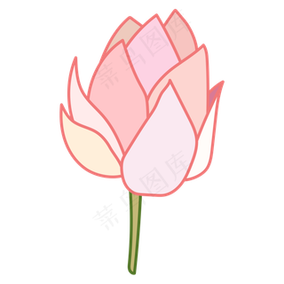 一只半张开的卡通荷花免抠图