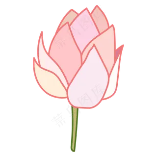 一只半张开的卡通荷花免抠图