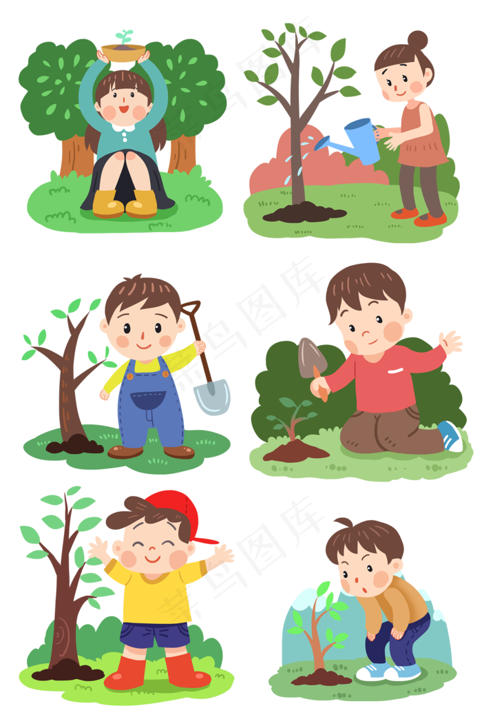 植树节人物插画合集