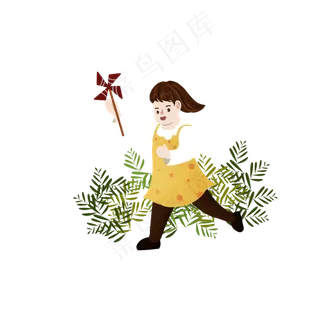 玩风车的小女孩