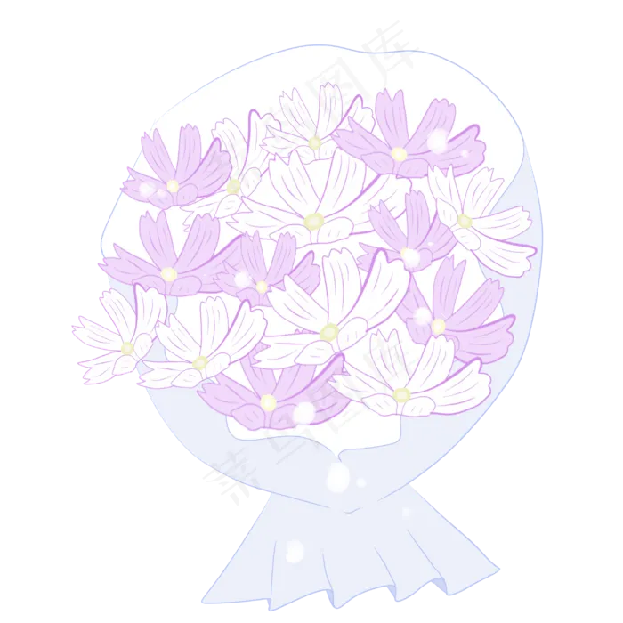 紫色花束捧花(3000X3000(DPI:300))psd模版下载