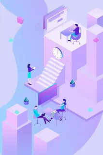 2.5D风格商务金融办公场景