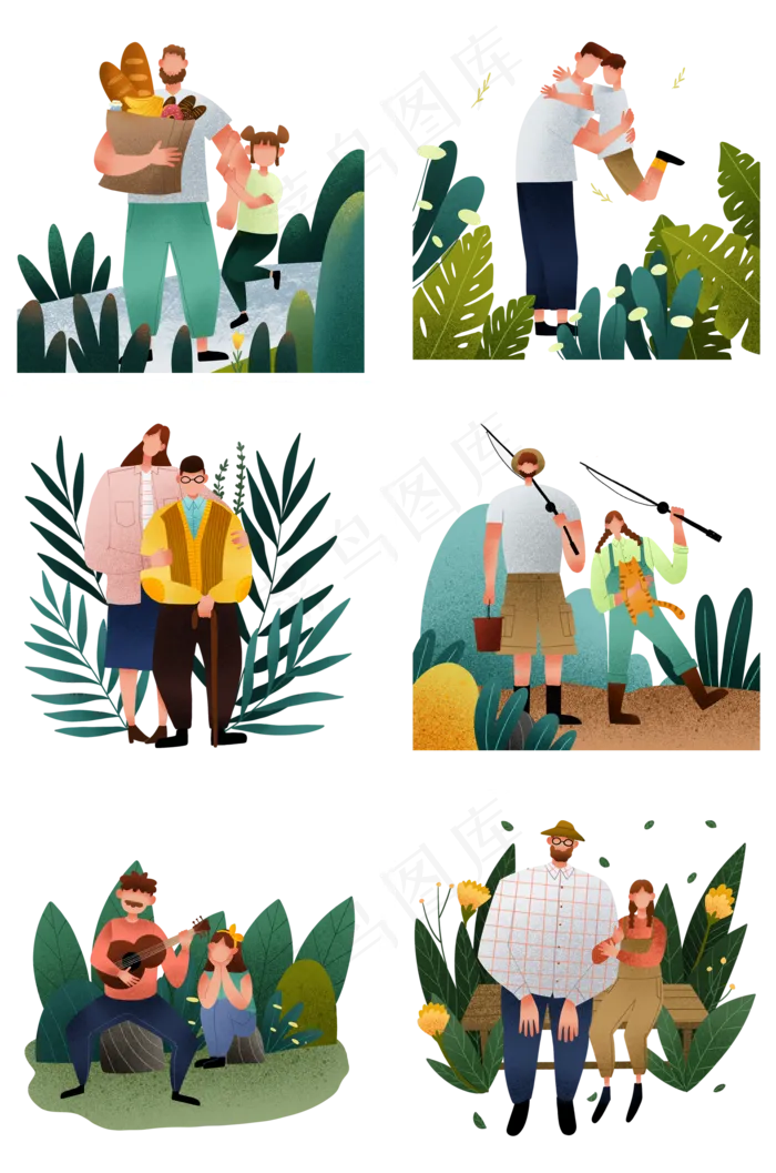 扁平肌理风父亲节合集(2000X3020(DPI:300))psd模版下载