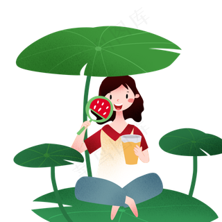 立夏荷叶下的女孩