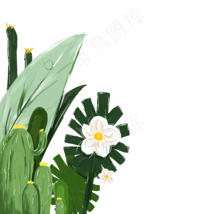绿色植物花朵叶子元素(2000X2000(DPI:300))psd模版下载
