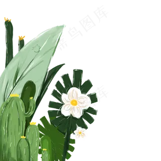 绿色植物花朵叶子元素