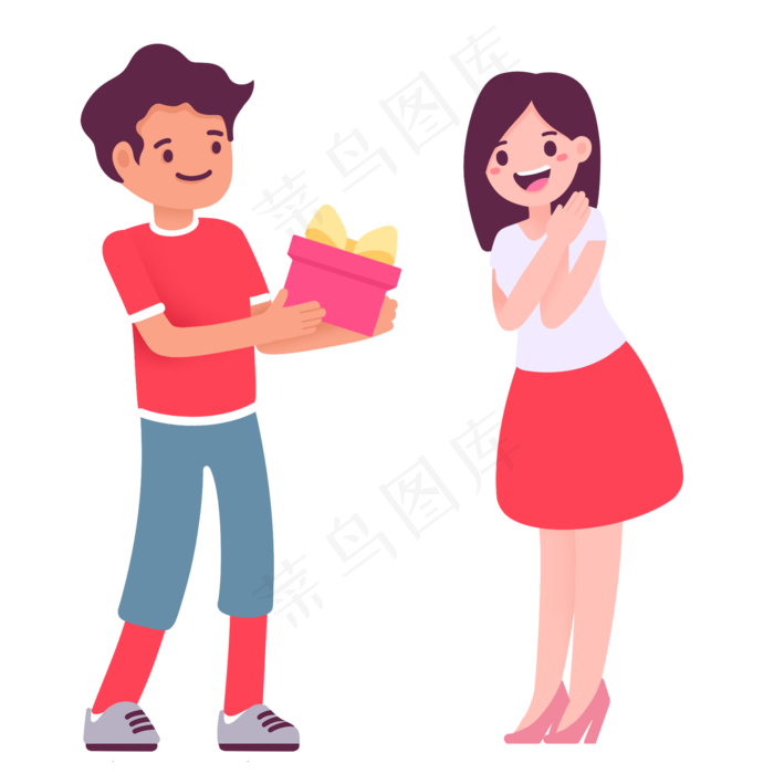 节日收到惊喜礼物的人物,免抠元素