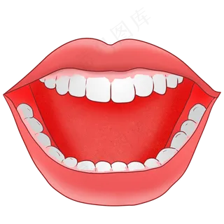 卡通手绘张开的嘴巴和白色牙齿