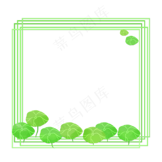 春夏荷花边框png素材