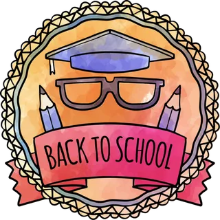 开学季矢量手绘水彩飘带