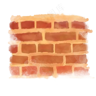 咖啡色水彩砖墙块