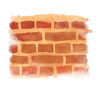 咖啡色水彩砖墙块