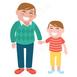 开心牵手的父子矢量素材