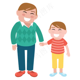 开心牵手的父子矢量素材