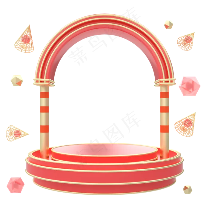 C4D红色喜庆电商促销展台(2000*2000px 300 dpi )