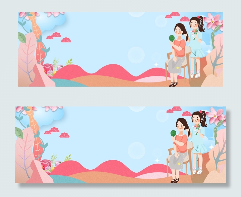 母亲节清新卡通海报背景