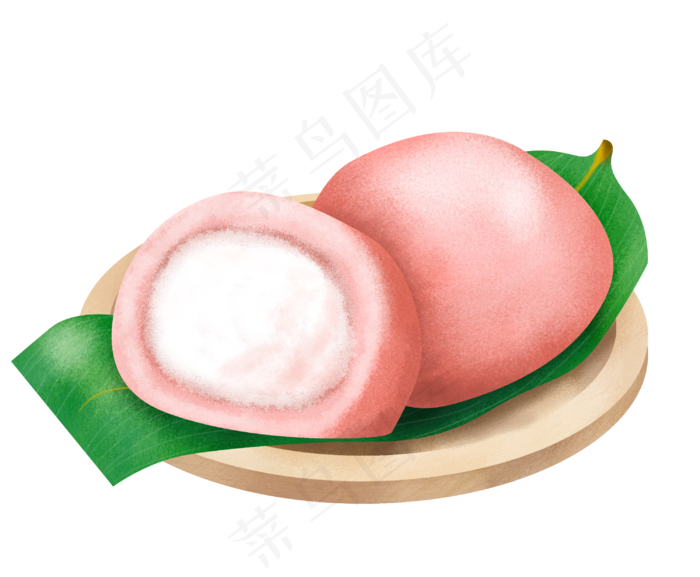 木盘美食粉色团子,免抠元素