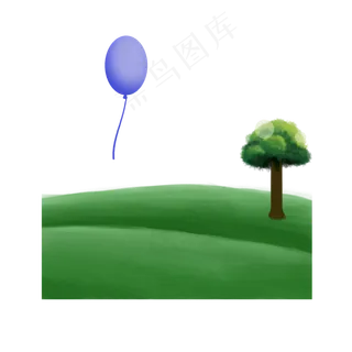 草地通用词绿色草坪大树气球